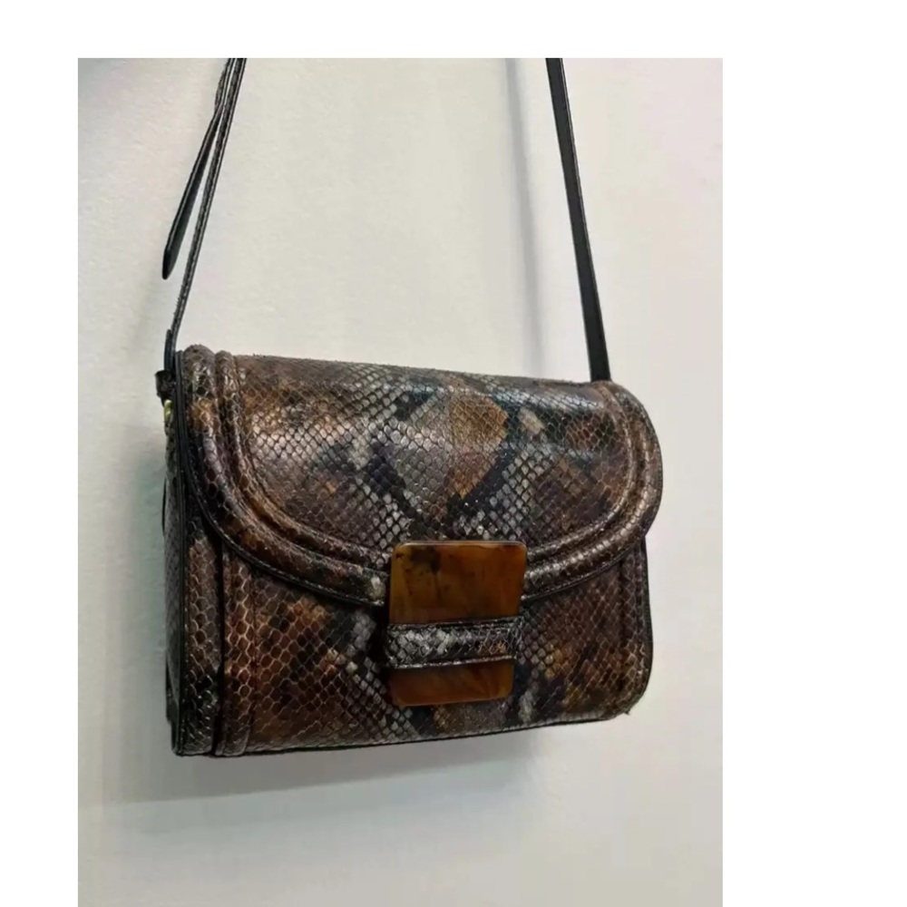 Dries van noten Snake-patterned tortoise shell buckle crossbody bag